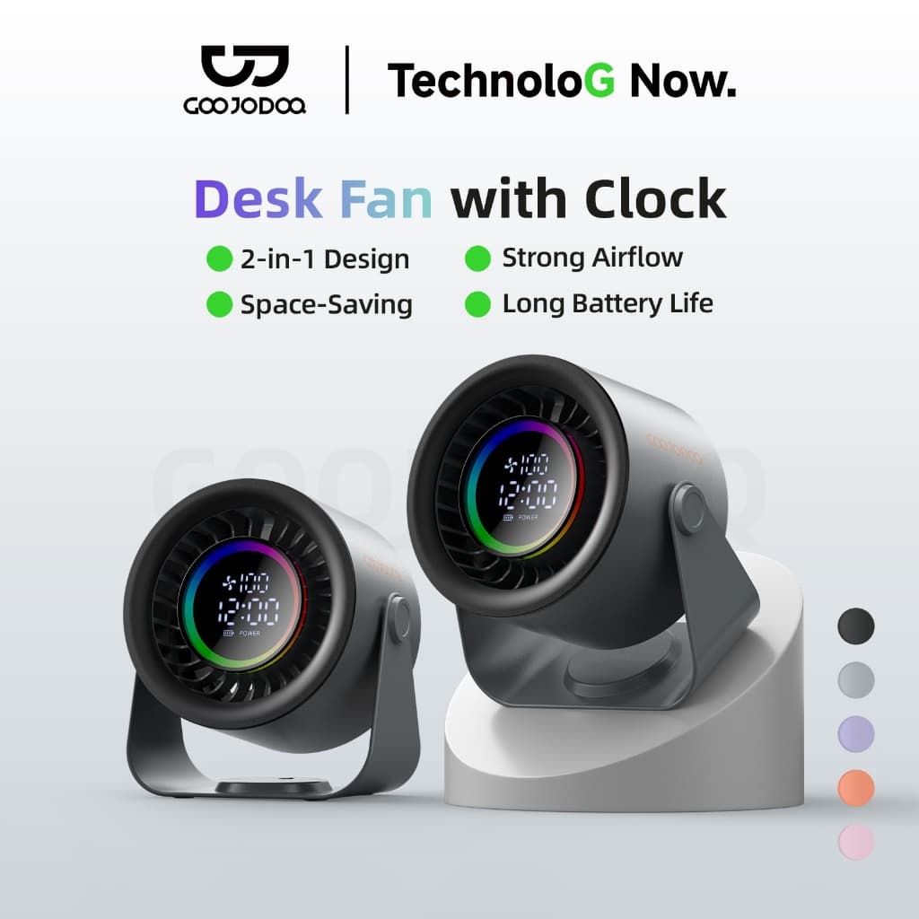 GOOJODOQ GFS008 Quạt tốc độ cao để bàn 2 trong 1 Quạt 100 tốc độ Màn hình kỹ thuật số LED quạt turbo có thể điều chỉnh Đèn chiếu sáng RGB
