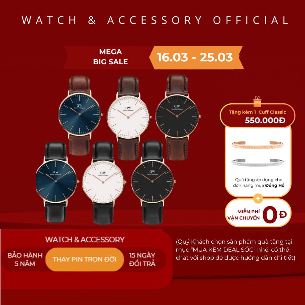 [Tặng Kèm Hộp Nơ] Đồng Hồ Nam Classic 40mm Chính Hãng - Đồng Hồ - dwstoresg .
